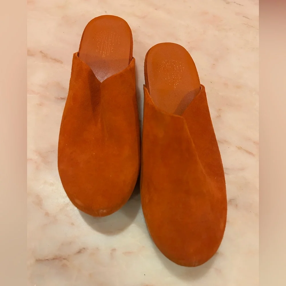 Charlotte Stone Orange Martino Suede Mules Clogs - Picture 5 of 5